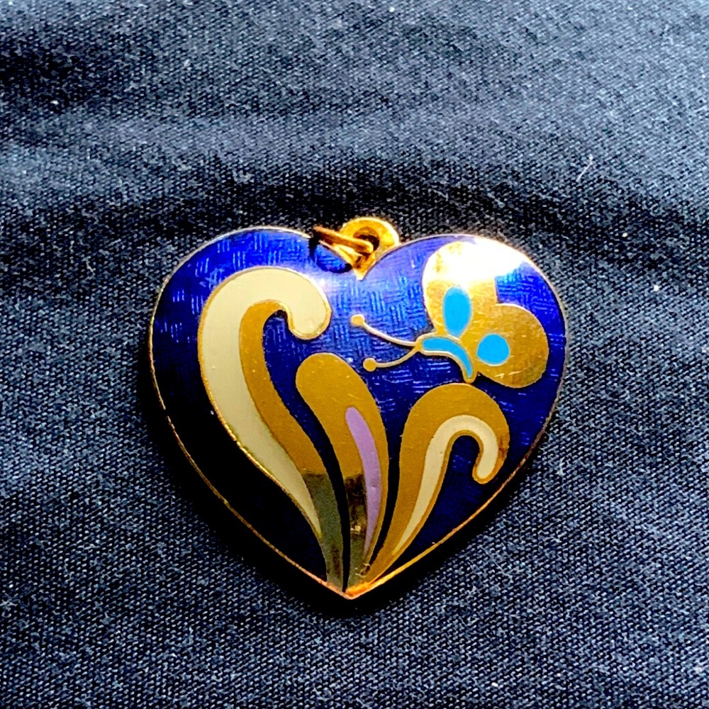 Beautiful vintage LJM inlay enamel 10k